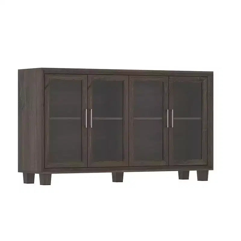 Pensile da cucina marrone/bianco con ante in vetro – 4 ripiani, montaggio in 2 persone