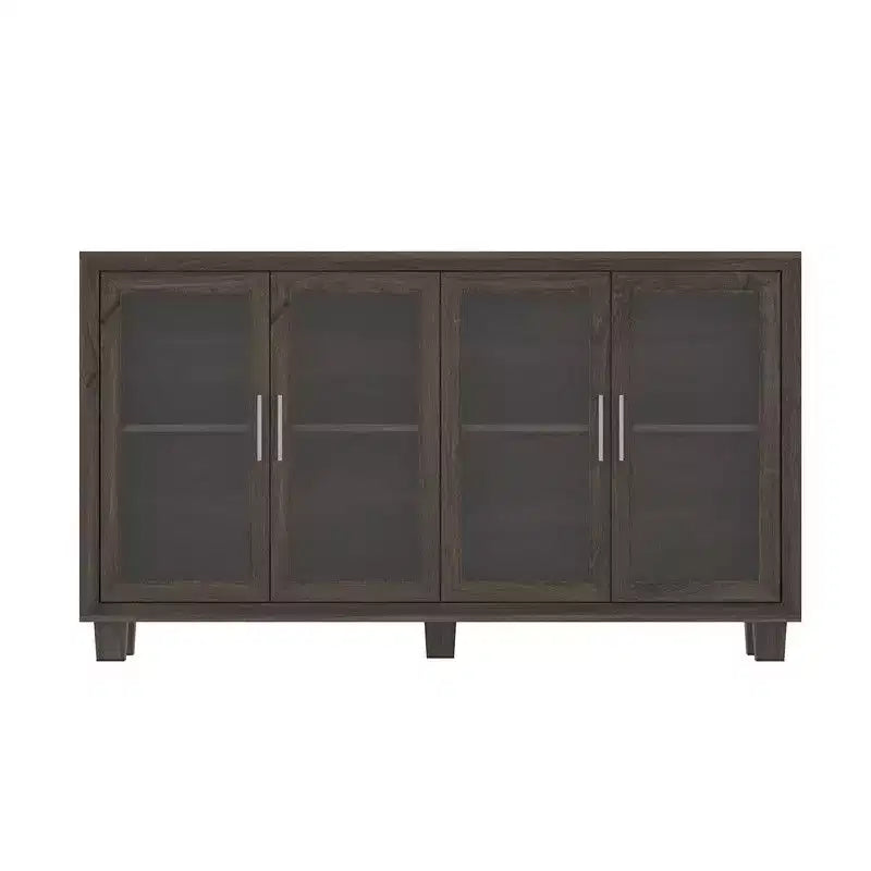 Pensile da cucina marrone/bianco con ante in vetro – 4 ripiani, montaggio in 2 persone