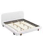 Telaio letto imbottito rosa/bianco in ciniglia – King/California King, adatto per 2 persone