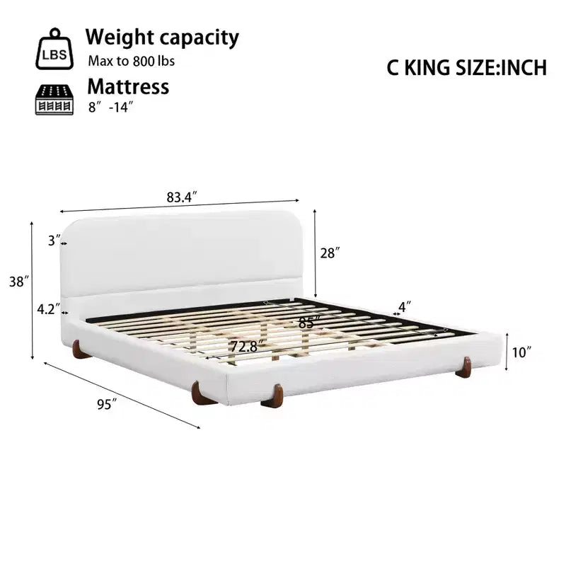 Telaio letto imbottito rosa/bianco in ciniglia – King/California King, adatto per 2 persone