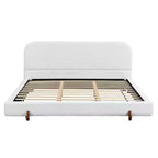 Telaio letto imbottito rosa/bianco in ciniglia – King/California King, adatto per 2 persone
