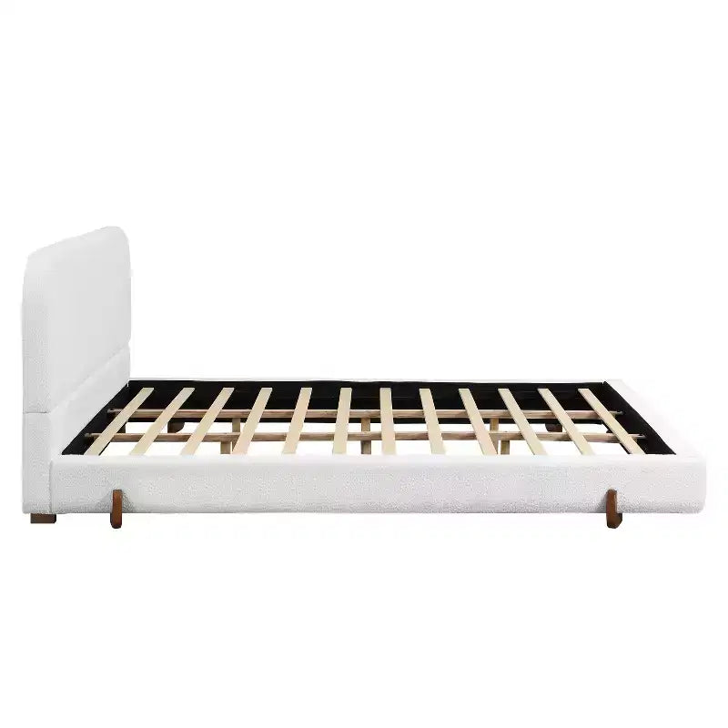 Telaio letto imbottito rosa/bianco in ciniglia – King/California King, adatto per 2 persone