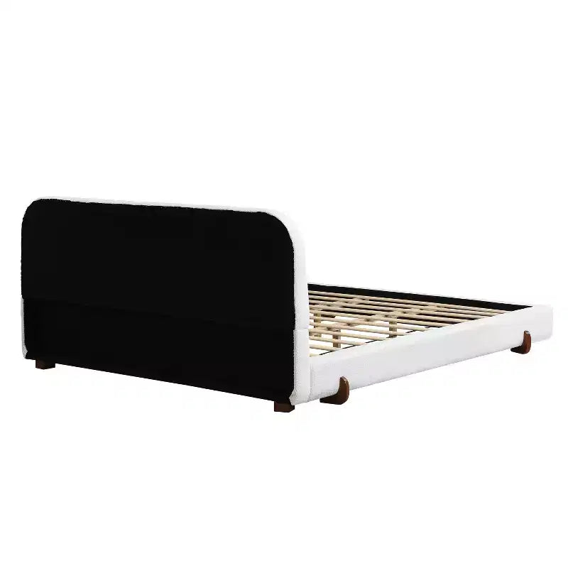 Telaio letto imbottito rosa/bianco in ciniglia – King/California King, adatto per 2 persone
