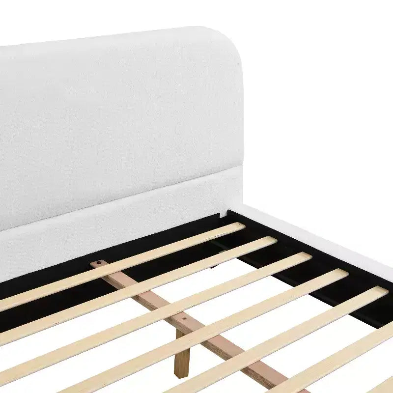 Telaio letto imbottito rosa/bianco in ciniglia – King/California King, adatto per 2 persone