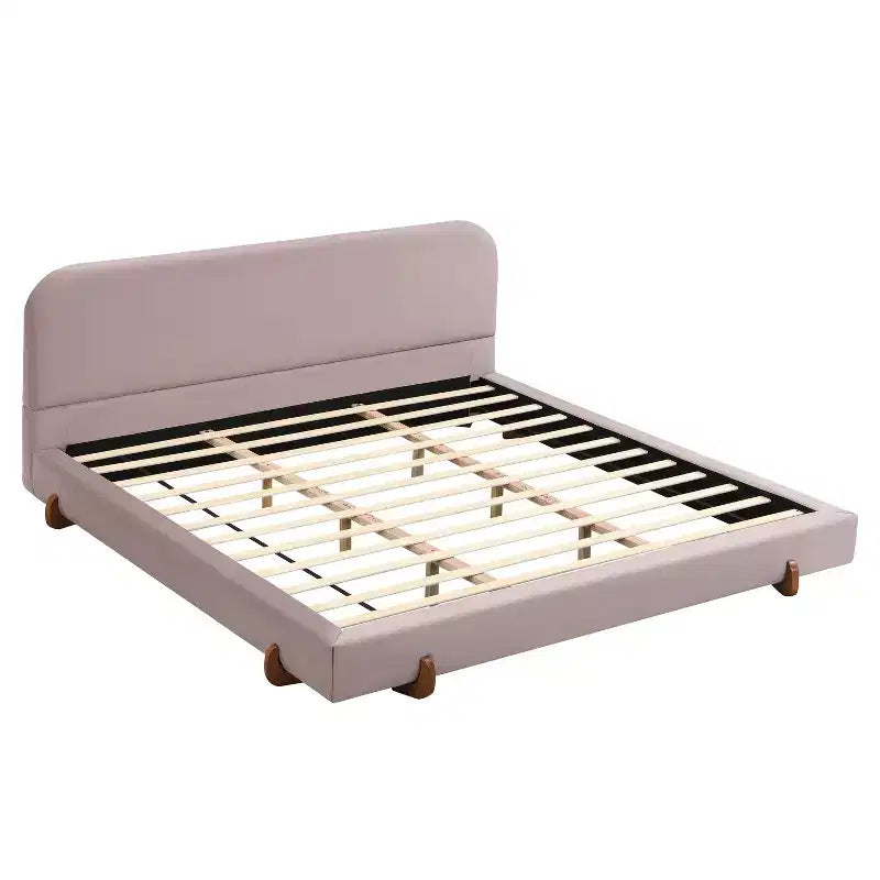 Telaio letto imbottito rosa/bianco in ciniglia – King/California King, adatto per 2 persone
