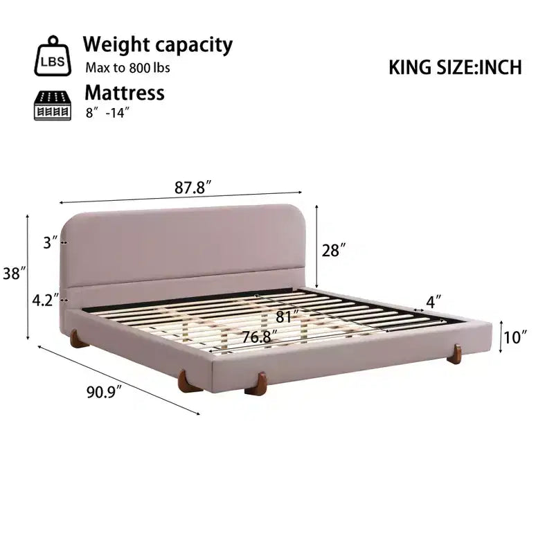 Telaio letto imbottito rosa/bianco in ciniglia – King/California King, adatto per 2 persone