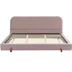 Telaio letto imbottito rosa/bianco in ciniglia – King/California King, adatto per 2 persone