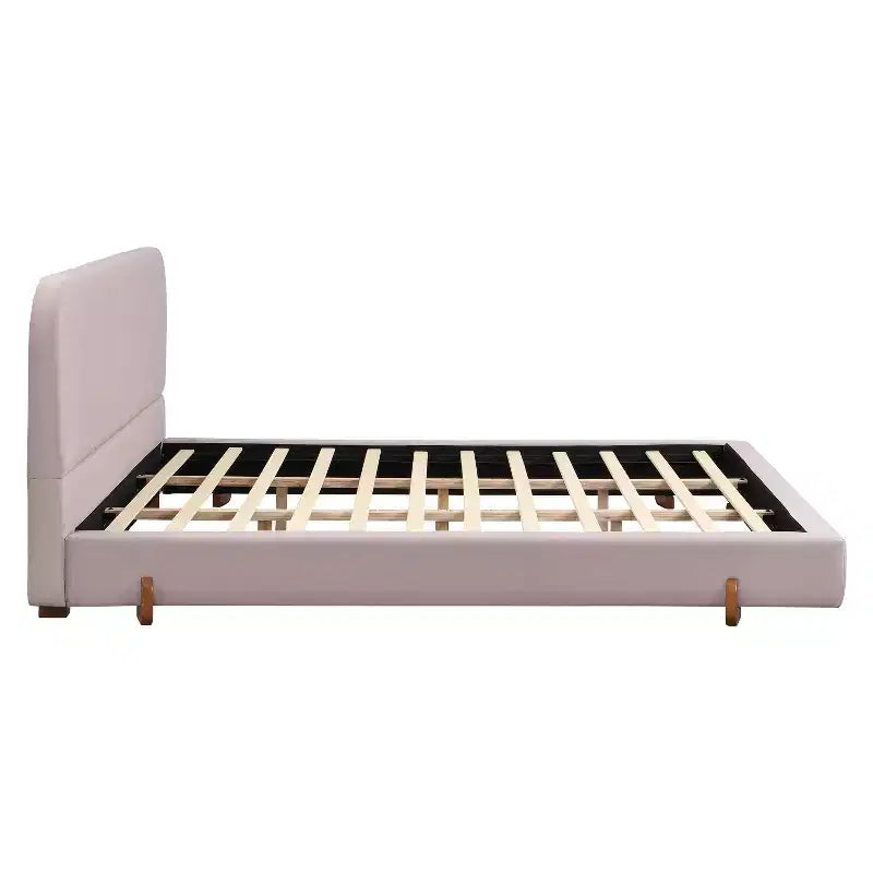 Telaio letto imbottito rosa/bianco in ciniglia – King/California King, adatto per 2 persone