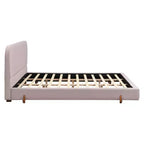 Telaio letto imbottito rosa/bianco in ciniglia – King/California King, adatto per 2 persone