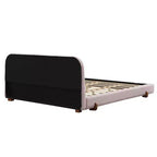 Telaio letto imbottito rosa/bianco in ciniglia – King/California King, adatto per 2 persone