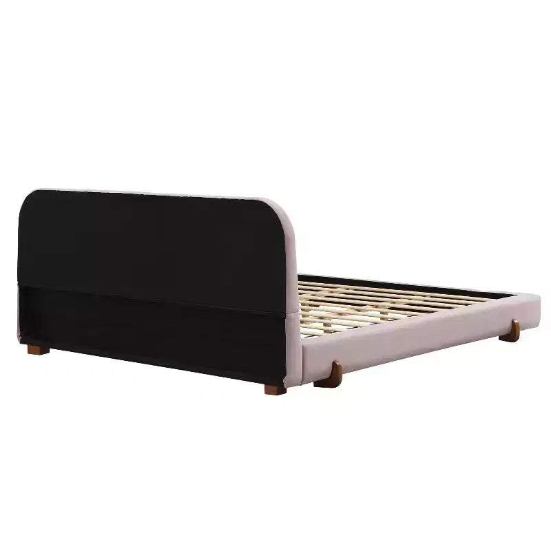 Telaio letto imbottito rosa/bianco in ciniglia – King/California King, adatto per 2 persone