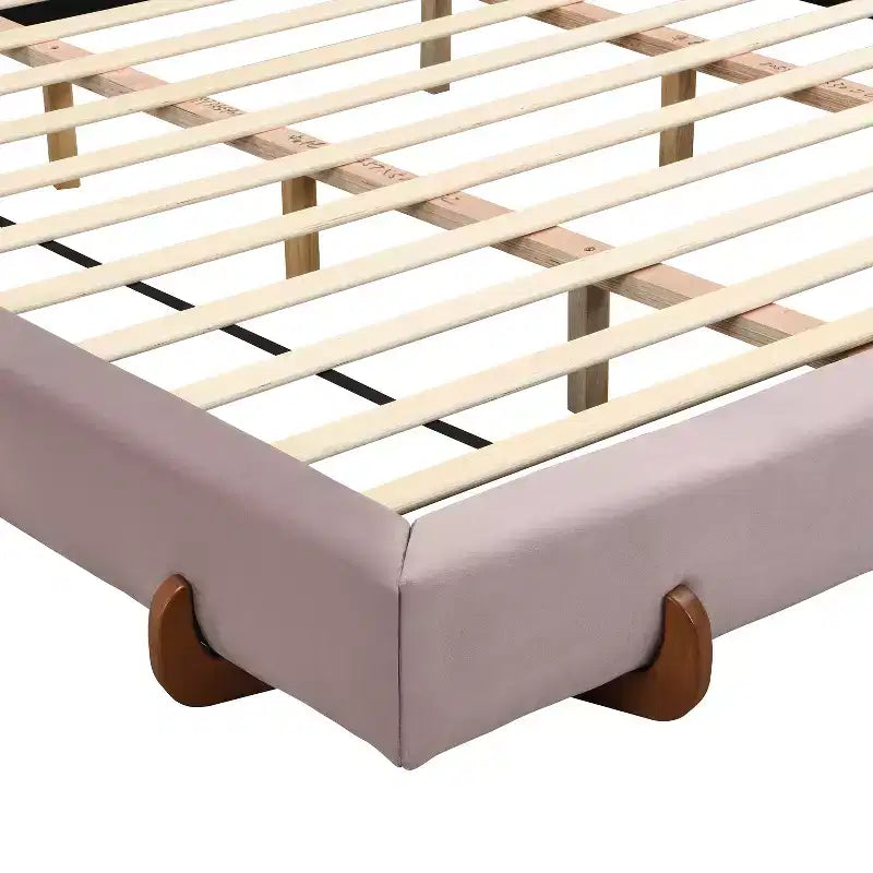 Telaio letto imbottito rosa/bianco in ciniglia – King/California King, adatto per 2 persone