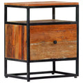 vidaXL Mid-Century Elegant Bedside Cabinet/Nightstand  15.7x11.8x19.7, Made from Durable Solid Reclaimed Wood and Powder-Coated Steel  Brown
