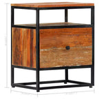 Comodino Marrone in Legno Riciclato con Struttura in Acciaio, 1 Persona, 1 Cassetto e Ripiano Aperto