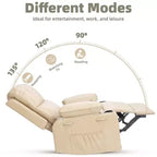 Poltrona Reclinabile Elettrica in Ecopelle, Girevole a Dondolo con Riscaldamento e Massaggio, Posto Singolo (Beige/Marrone/Grigio/Marrone Chiaro)
