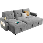 Divano Letto 3 Posti con Letto Estraibile e Contenitore – Grigio Scuro / Grigio Chiaro