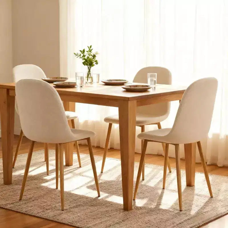 Sedie da pranzo imbottite beige, senza braccioli, set da 4