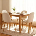 Sedie da pranzo imbottite beige, senza braccioli, set da 4