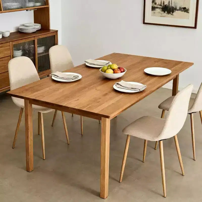 Sedie da pranzo imbottite beige, senza braccioli, set da 4