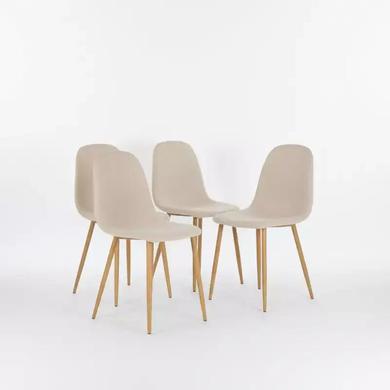 Sedie da pranzo imbottite beige, senza braccioli, set da 4