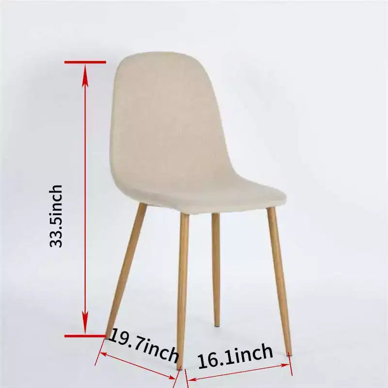 Sedie da pranzo imbottite beige, senza braccioli, set da 4