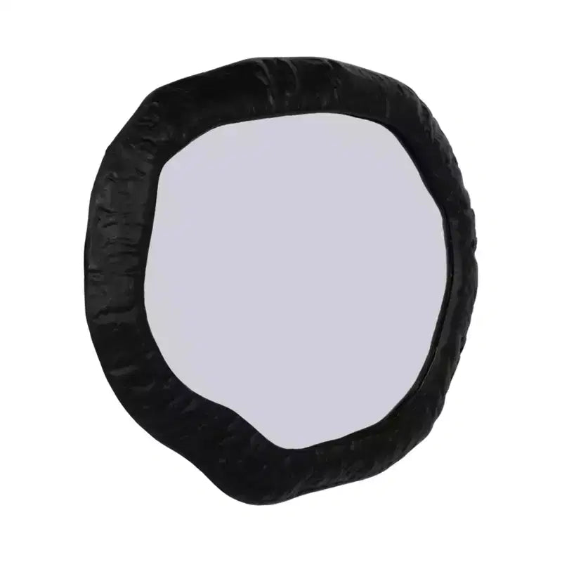 Specchio da parete asimmetrico nero – Cornice in metallo, montaggio a parete, uso singolo