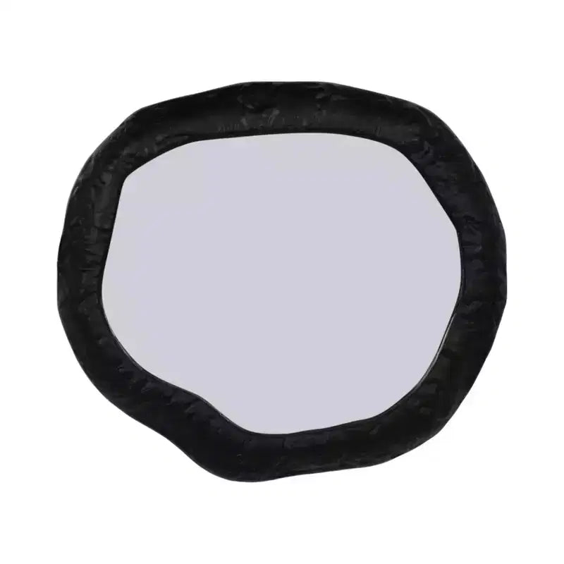 Specchio da parete asimmetrico nero – Cornice in metallo, montaggio a parete, uso singolo