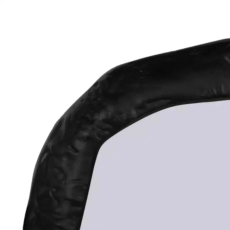Specchio da parete asimmetrico nero – Cornice in metallo, montaggio a parete, uso singolo
