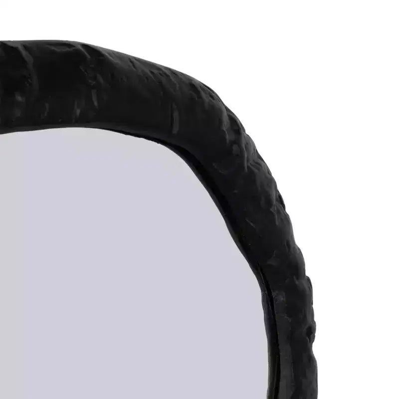 Specchio da parete asimmetrico nero – Cornice in metallo, montaggio a parete, uso singolo