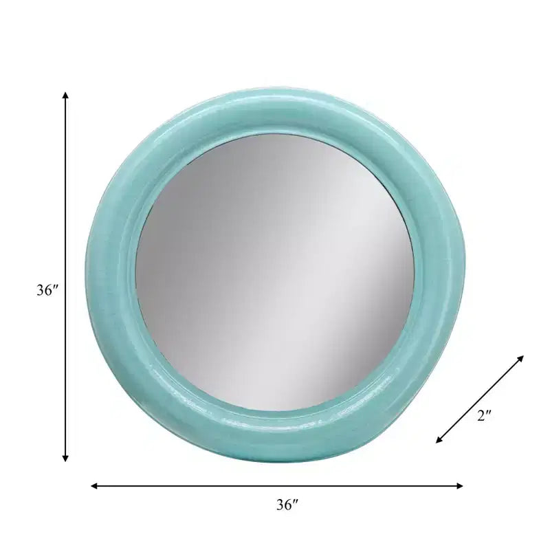 Specchio rotondo da parete – Nero/Blu, Cornice in metallo, Singolo