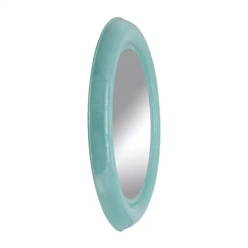 Specchio rotondo da parete – Nero/Blu, Cornice in metallo, Singolo
