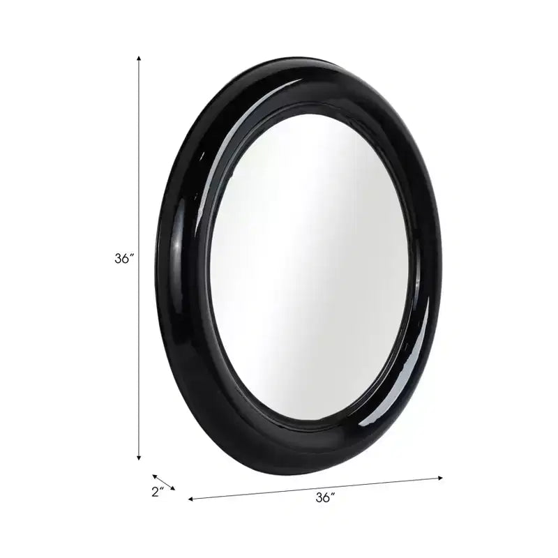 Specchio rotondo da parete – Nero/Blu, Cornice in metallo, Singolo
