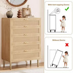 Comò a 5 cassetti in rattan nero/naturale – Stile rustico, Mobili per camera da letto singola