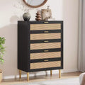 Chest of Drawers, 5 Drawer Dresser Tall for Small Spaces, Farmhouse Narrow Vertical Cabinet for Bedroom