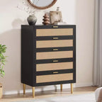 Chest of Drawers, 5 Drawer Dresser Tall for Small Spaces, Farmhouse Narrow Vertical Cabinet for Bedroom