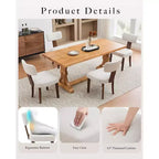 Sedia da pranzo imbottita in stile Mid-Century, schienale alato curvo, struttura in legno massiccio, set da 2 (lino beige / pelle nera / pelle marrone)