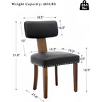 Sedia da pranzo imbottita in stile Mid-Century, schienale alato curvo, struttura in legno massiccio, set da 2 (lino beige / pelle nera / pelle marrone)