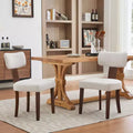 GustoWave Mid Century Modern Dining Chairs Set of 2, Upholstered Accent Curved Backrest Kitchen Chairs with Hardwood Frame