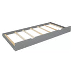 Letto a piattaforma Queen grigio/noce/bianco con letto estraibile Twin XL e 2 cassetti portaoggetti, adatto per 1-2 persone