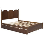 Letto a piattaforma Queen grigio/noce/bianco con letto estraibile Twin XL e 2 cassetti portaoggetti, adatto per 1-2 persone