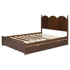 Letto a piattaforma Queen grigio/noce/bianco con letto estraibile Twin XL e 2 cassetti portaoggetti, adatto per 1-2 persone