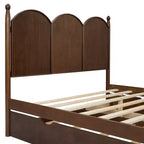 Letto a piattaforma Queen grigio/noce/bianco con letto estraibile Twin XL e 2 cassetti portaoggetti, adatto per 1-2 persone