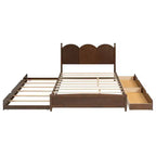 Letto a piattaforma Queen grigio/noce/bianco con letto estraibile Twin XL e 2 cassetti portaoggetti, adatto per 1-2 persone