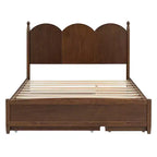 Letto a piattaforma Queen grigio/noce/bianco con letto estraibile Twin XL e 2 cassetti portaoggetti, adatto per 1-2 persone