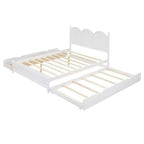 Letto a piattaforma Queen grigio/noce/bianco con letto estraibile Twin XL e 2 cassetti portaoggetti, adatto per 1-2 persone