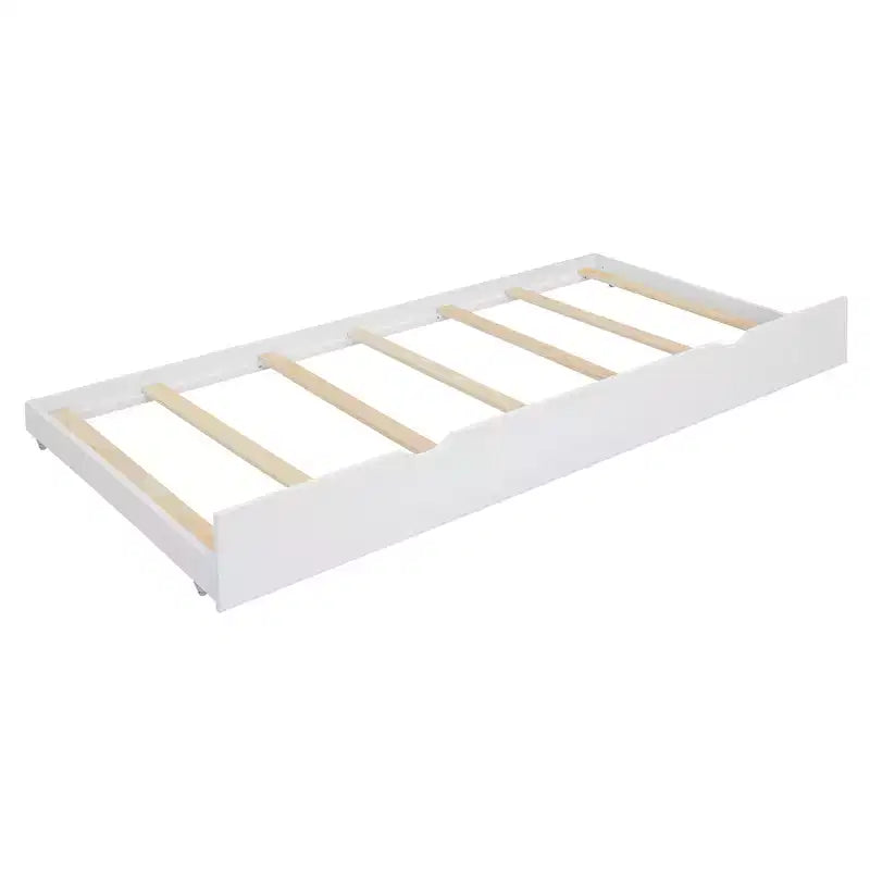 Letto a piattaforma Queen grigio/noce/bianco con letto estraibile Twin XL e 2 cassetti portaoggetti, adatto per 1-2 persone