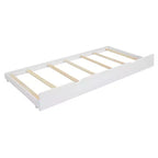 Letto a piattaforma Queen grigio/noce/bianco con letto estraibile Twin XL e 2 cassetti portaoggetti, adatto per 1-2 persone