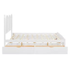 Letto a piattaforma Queen grigio/noce/bianco con letto estraibile Twin XL e 2 cassetti portaoggetti, adatto per 1-2 persone