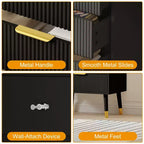Cassettiera a 5 cassetti con maniglie e gambe in metallo | Nero / Bianco