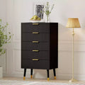 Bedroom five-drawer storage cabinet with metal handles and metal legs, suitable for bedroom, living room, corridor, entryway